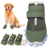DcOaGt Dog Shoes Mesh Breathable Dog Booties for Hot Pavement Summer with Anti-Slip Sole,Dog Boots Paw Protectors for Small Medium Puppy for Winter Snow Rain Hiking,Military Green 4PCS(Size 4)