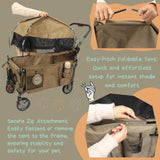 LONGDOG IMPRESSIONS Foldable Pet Wagon Dog Stroller with Removable Fully Zipped Tent, Pet Travel Wagon with Extendable Ramp Built-in Storage Attached Water and Food Station