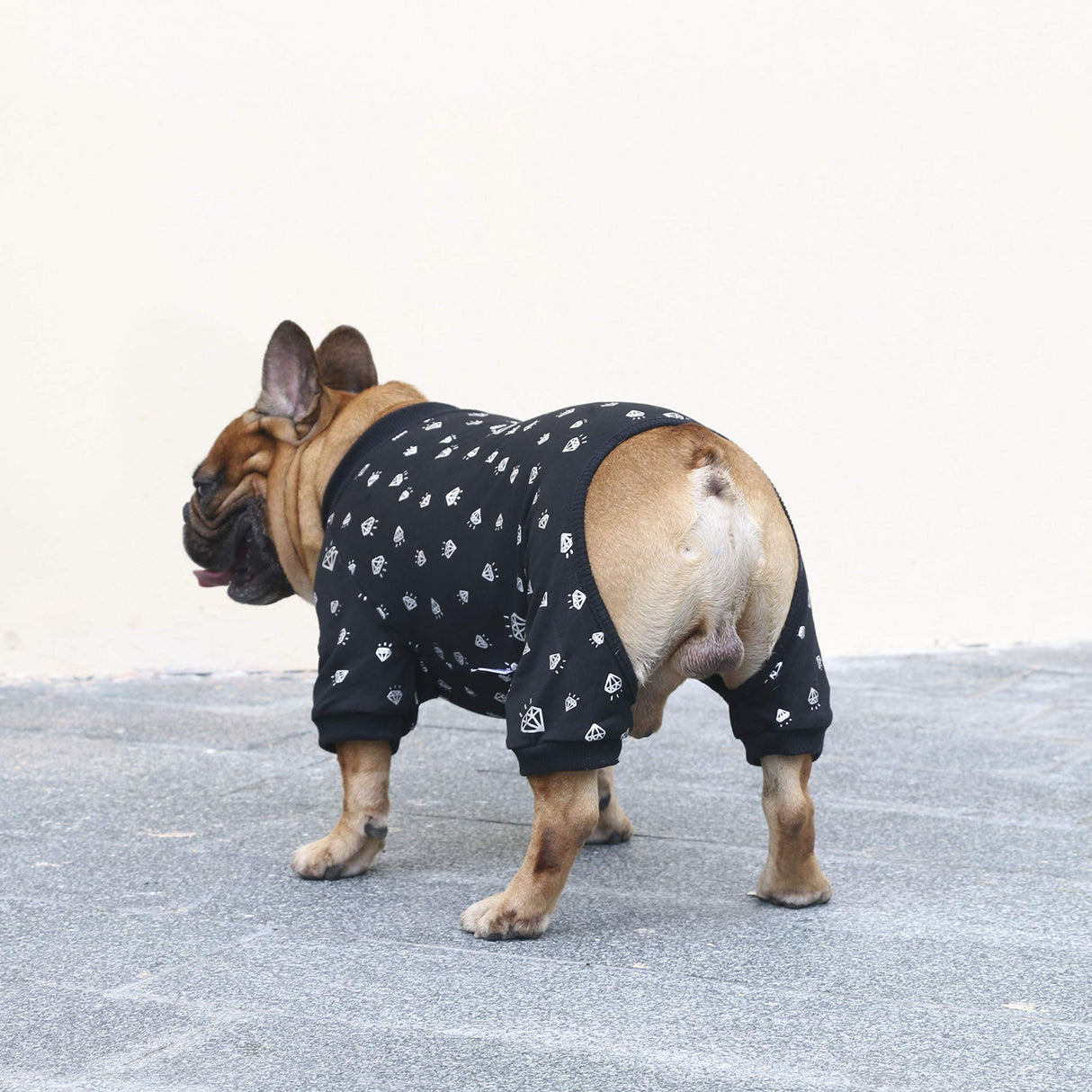 iChoue English Bulldog Pajamas Onesie Suit PJS Bodysuits for Medium Dogs Large French Frenchie Pug Pitbull Boston Terrier - Black Diamond, XXL