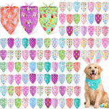 Sanwuta 100 Pcs Easter Dog Bandanas Bulk Bunny Eggs Bandanas for Dogs Triangle Kerchief Bibs Scarf for Pet Easter Costume Photo Props Accessories Pet Shops, 25 Styles(31.5 x 21.7 x 21.7 Inch)