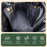 Breezy2Nest Pet Seat Cover for Back Seat – Waterproof Backseat Cover for Dogs in Car with Mesh Window, Oxford Fabric, Storage Pocket, Side Flaps & Carry Handles