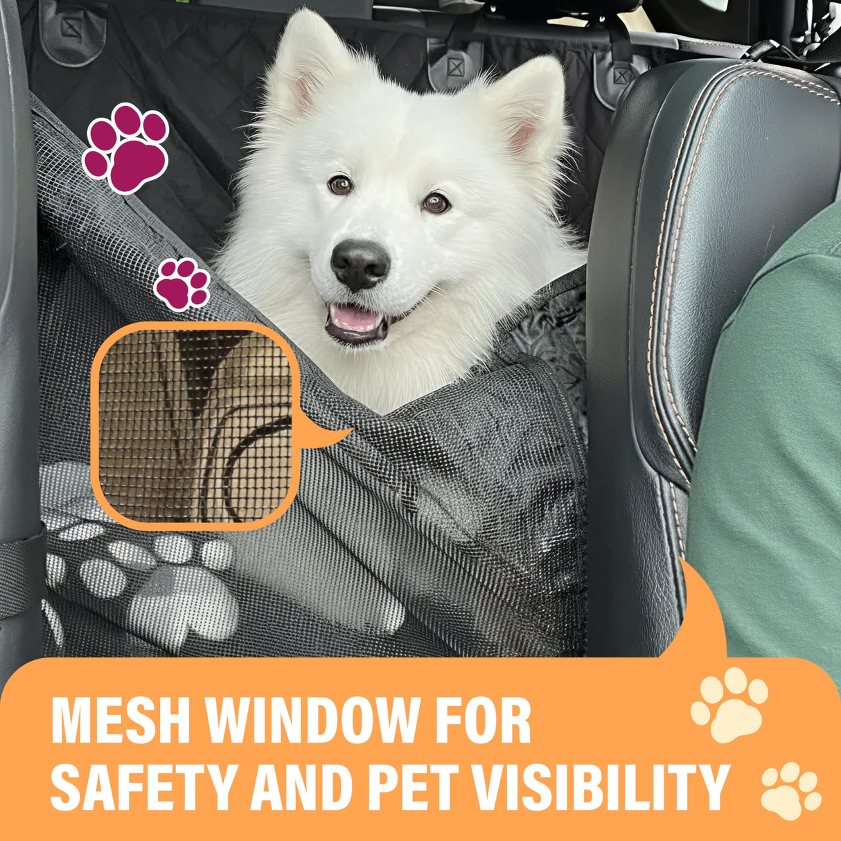 Active Pets Dog Car Seat Cover for Back Seat, Waterproof Pet Protection Hammock, SUV Truck Car Backseat Protector with Safety Features, Black