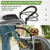 AOPEC Large Dog Stroller - Dual Entry Safety Folding Pet Stroller with Adjustable Handle, All-Terrain 4-Wheel, 160 lbs Weight Capacity for Travel & Outdoor Adventures - Gray