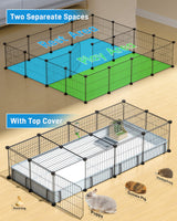 BUCATSTATE Guinea Pig Cages 20 Panels, Rabbit Cage Indoor with Waterproof Mat, Small Animal Playpen with Door for Guinea Pigs, Bunny, Hedgehogs, Chickens, Chinchillas (56" L x 24" W x 12" H)