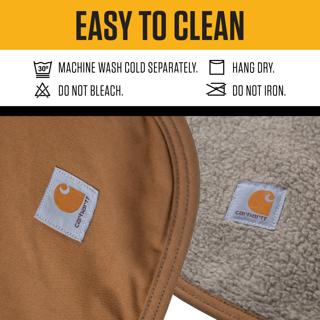 Carhartt Firm Duck Sherpa-Lined Throw Blanket, Reversible Pet Blanket, Carhartt Brown (Fleece/Canvas)