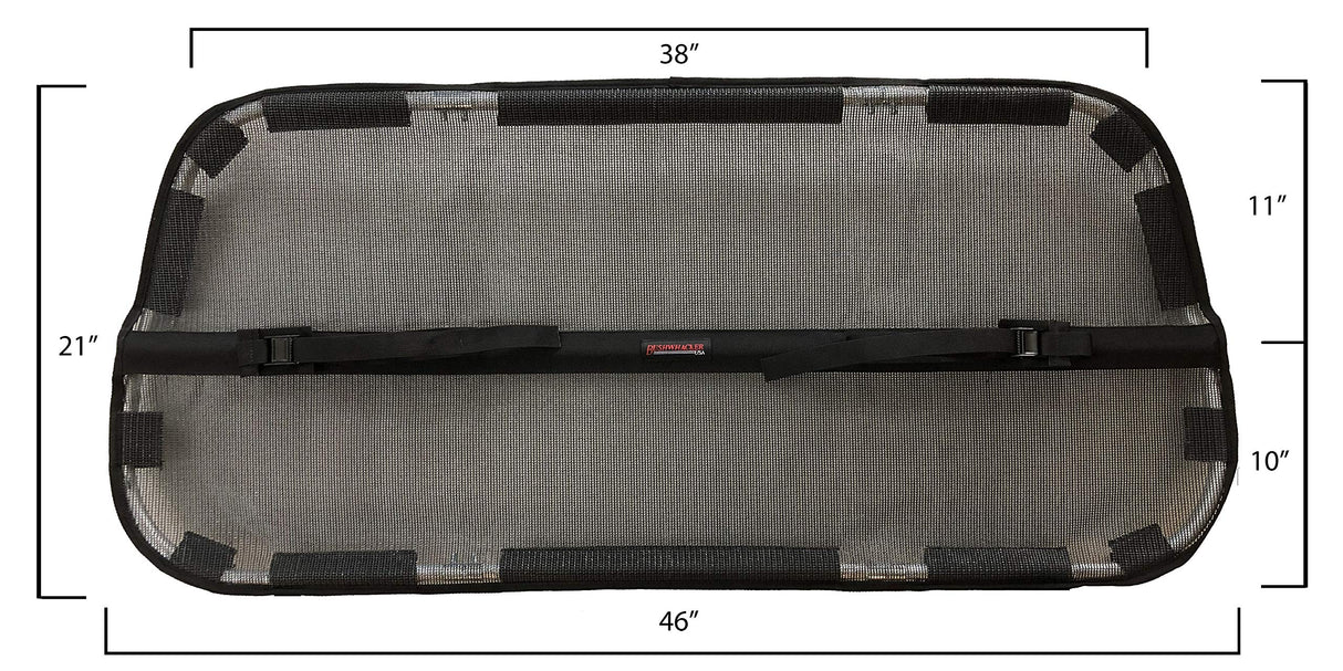 Bushwhacker Cargo Area Dog Barrier for CUV & Mid-Sized SUV 46" Wide Hatchback Pet Divider Crossover Vehicle Car Net Mesh Travel Back Seat Barricade Partition Gate Restraint Fence Trunk Shield