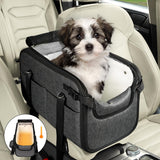 WOYYHO 18lbs Dog Car Seat for Small Dogs with Removable Velvet Liner, Luxury Small Dog Center Console Car Seat Pet Booster CarSeat, Easy Install Stable No Shaking, Waterproof Anti-Slip PU Leather