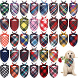 100 Pcs Bulk Dog Bandanas Plaid Dog Scarf Cute Pet Bandanas Washable Cotton Puppy Cat Bib Kerchief for Small Medium Large Pet Birthday Holiday Costume Accessories