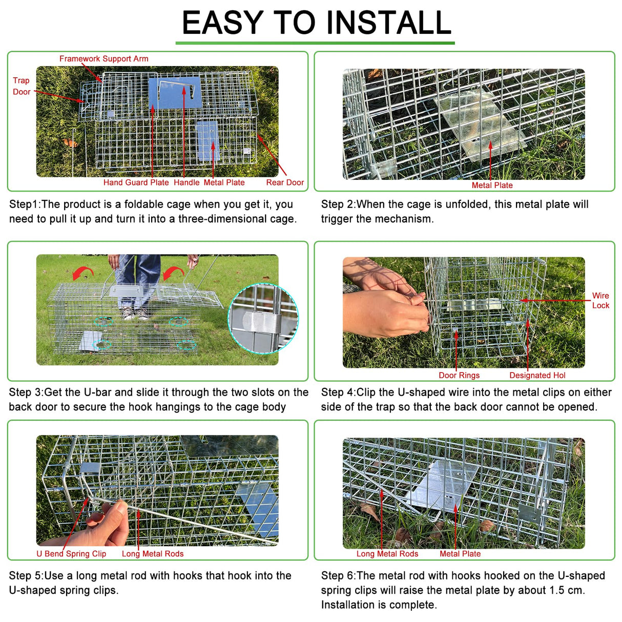 2023 Upgraded Reinforced Animal Traps,Rabbit Traps,33in Live Animal Cage for Squirrels,Stray Cats Trap, Live Traps for Raccoons, Stainless Steel Foldable with Pedal Triggers(33x12x13inch)