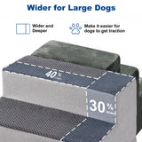ZOMISIA Dog Steps for Couch - Extra Wide Pet Stairs for Small Dogs and Cats, Dog Steps with Non-Slip Bottom Grey 3 Steps, Grey