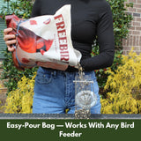 Wild Bird Seed for Outside Feeders by Freebird - Premium Songbird Blend with Sunflower, Safflower, Peanut Pieces, Red Millet and White Millet for Cardinals, Finches, and Colorful Wild Birds - 5lb Bag