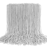 EOBOH 100PCS Bead Necklace, Silver Mardi Gras Beads Stuff Party Favors, Christmas 33" Toy Necklaces Costume, Festival Parade Throw Accessories for Wedding Birthday Celebrations Decoration