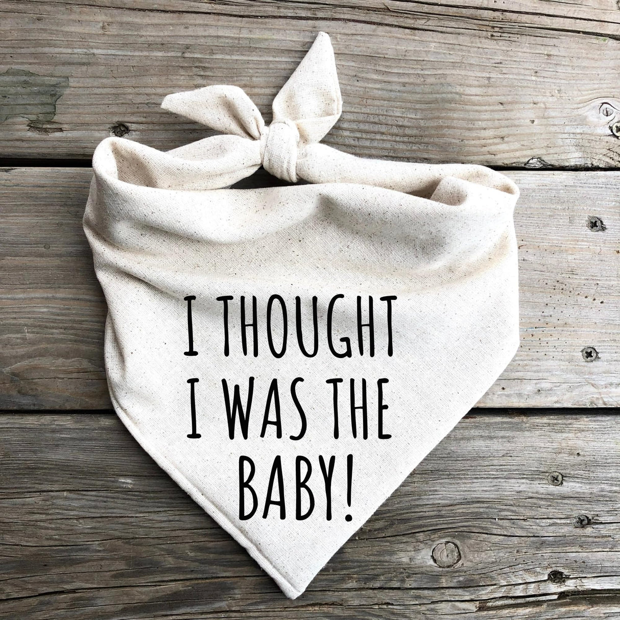 Pregnancy Announcement Dog Bandanna I Thought I was The Baby! Cute Fun Oatmeal Creamy Neutral Natural Cotton (Small)