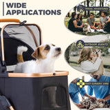 GdnWings Pet Stroller for Small Dogs, Lightweight Small Dog Stroller for Dogs Cats with 6 Shock Absorption System, Detachable Carrier Suitable for Car Seat & Hand Carry, Safe Outings, Black