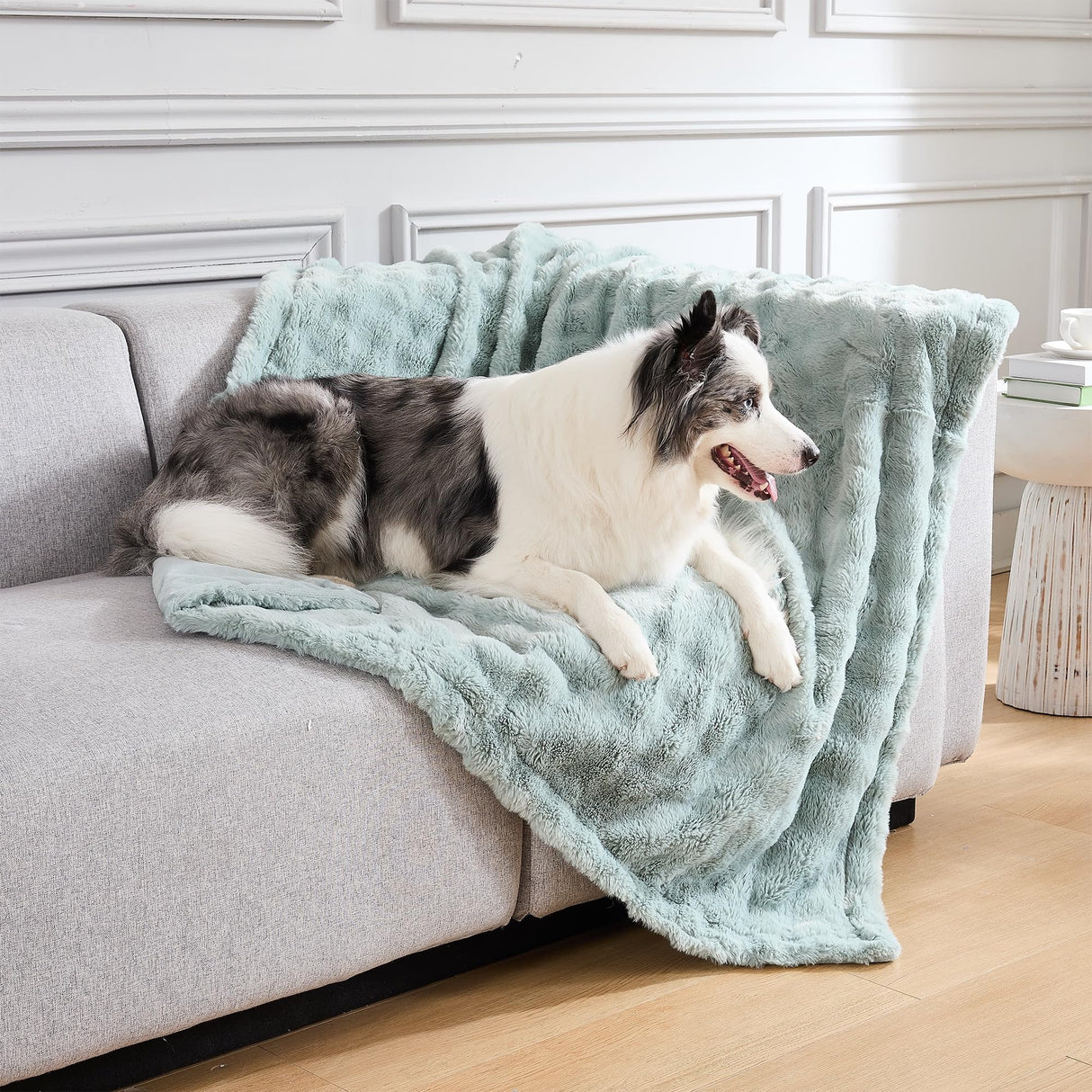 Modern Threads Water-Resistant Faux Rabbit Fur Pet Blanket for Dogs & Cats – Ultra-Soft Couch, Bed & Crate Protector, 40x50 Light Blue