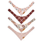 Remy+Roo Fall Dog Bandanas 4 Pack - Amber Set, Premium Durable Polyester Fabric, Patented Curved Design, Adjustable Fit for Small, Large, and XL Dogs, Trendy Patterns, Dog Fall Bandanas (Large)