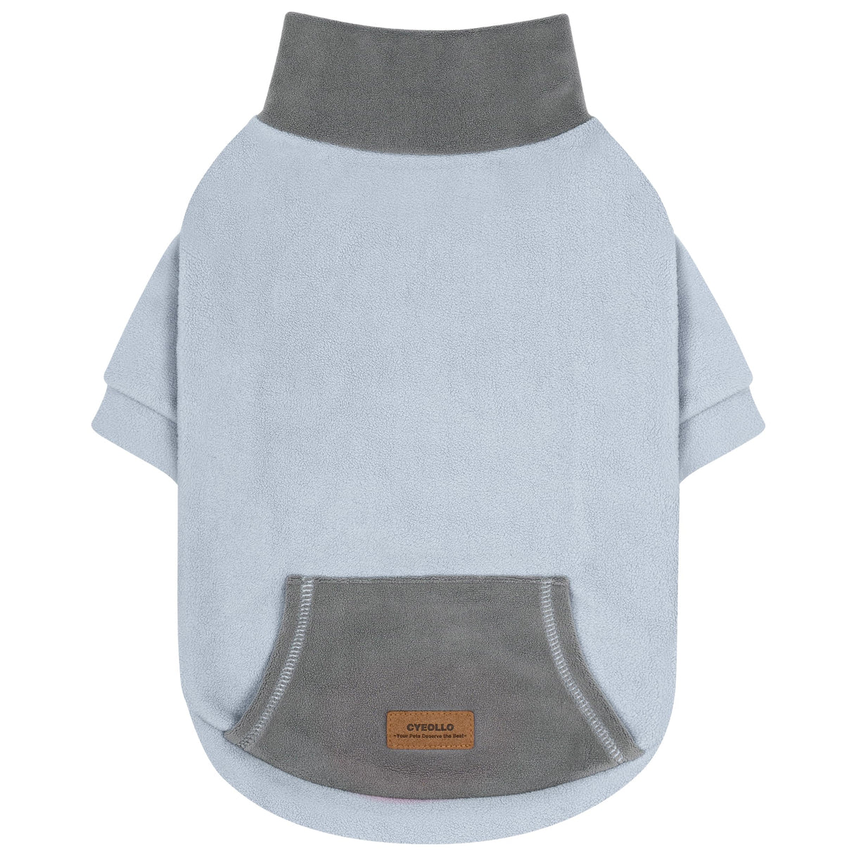 cyeollo Dog Sweater for Small Dogs Boy Girl, Fleece Dog Sweaters Warm Turtleneck Dogs Sweater with Sleeves Stretchy Doggy Pullover Sweatshirt Winter Pet Clothes, Light Blue M