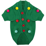 Dog Christmas Sweater Green Christmas Light Cardigans Dog Outfit Soft Warm Knitted Pet Clothes Cold Weather Puppy Clothes for Small Medium Large Dogs Cats
