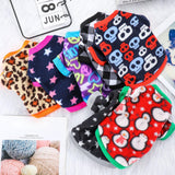 7 Pcs Dog Fleece Sweaters Dog Sweatshirt Winter Outfits Soft Fleece Puppy Sweater Outfits for Chihuahua Yorkshire Pets Cat(Cool,L(Neck: 13.39", Chest: 19.61", Back: 14.17"))
