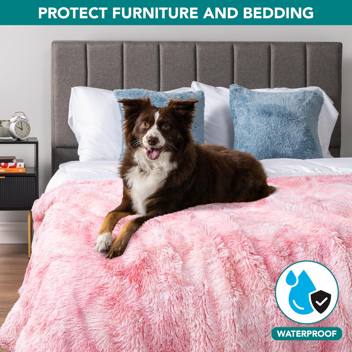 PetAmi Waterproof Dog Blanket for Medium Large Dogs, Calming Fleece Cat Blanket, Couch Protector Washable Sherpa Faux Fur Pet Throw for Puppy, Soft Reversible Leakproof 40x60 Tie-Dye Pink