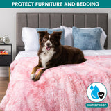 PetAmi Waterproof Dog Blanket for Medium Large Dogs, Calming Fleece Cat Blanket, Couch Protector Washable Sherpa Faux Fur Pet Throw for Puppy, Soft Reversible Leakproof 40x60 Tie-Dye Pink