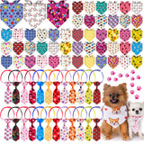 Bunnycool 72 Pcs Dog Bandanas Tie Set Cute Bulks Pet Scarves with Paw Cat Pattern Adjustable Cute Dog Triangle Scarfs Neck Ties for Holiday Birthday Accessories