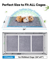 BUCATSTATE 50 Count Disposable Guinea Pig Cage Liners, Super Absorbent Guinea Pig Bedding, Bamboo Charcoal Odor Control Pee Pads for Rabbits, Ferrets and Small Animals (18''x24'')