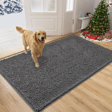 Amyracel Dirt Trapping Door Mat, 48" x 72" Large Absorbent Dog Door Mat for Muddy Paws, Quick Dry Non Slip Chenille Mud Mat for Dogs, Machine Washable Entry Indoor Entryway Rug for Inside Floor