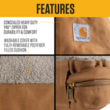 Carhartt Durable Canvas Pet Bed, Water Resistant Firm Duck Dog Bed, Carhartt Brown (Sherpa Top), Large