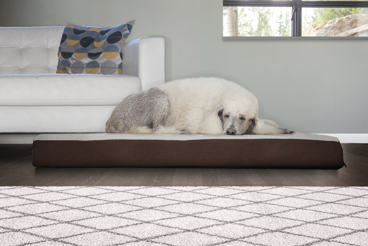Furhaven Orthopedic Dog Bed for Large Dogs w/ Removable Washable Cover, For Dogs Up to 95 lbs - Sherpa & Suede Mattress - Espresso, Jumbo/XL