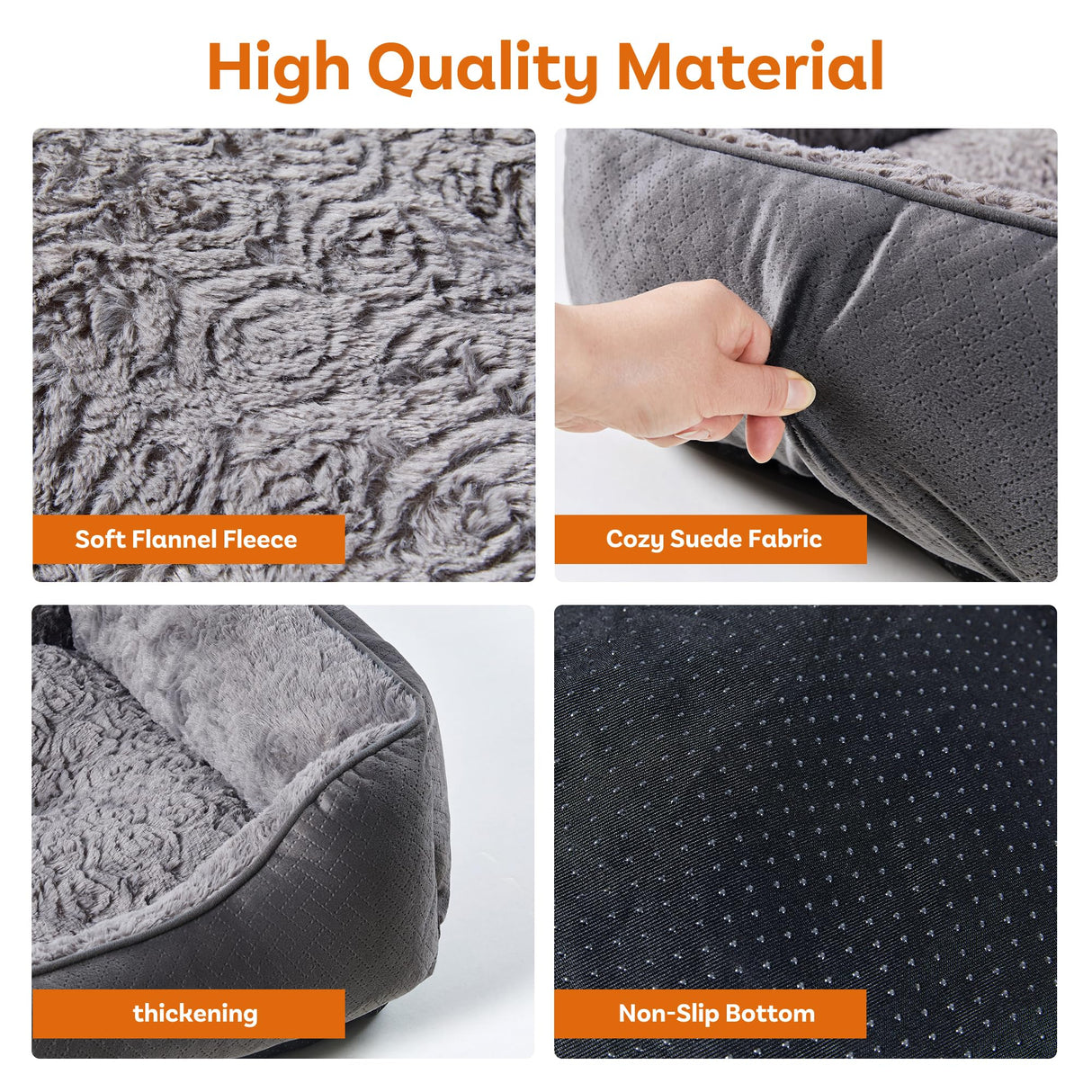 Dog Bed for Small Dogs Washable, Super Soft Durable Cat Bed, Warming Soft Calming Puppy Bed Pet Bed with Anti-Slip Bottom, Grey, 20 x 19 x 6inch