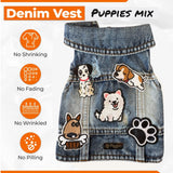 PERRINA Dog Jean Jacket - Cute Dog Outfits for Small & Medium Pets - Light & Breathable Denim Vest - Stylish Denim Cat Jacket Unique Designs - Easy to Wear & Take Off-Cool Puppy Clothes (XX-Large)