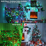 BrizLabs USB Christmas Lights, 33ft 100 LED Color Changing Christmas Tree Lights with Remote, Red White, Red Green Xmas Lights Twinkle RGB Multi Color Lights for Indoor Christmas Tree Party Fireplace