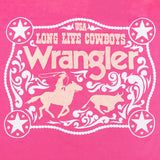 Wrangler Dog Shirt – Western Cowboy Rope Logo Pet Tee for Small to XL Dogs – Pull-on Machine Washable Dog T-Shirt (Pink, XS)