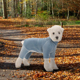 Dog Fleece Winter Coat, Fullbody Doggie Pajamas Onesie, Turtleneck Fleece Jacket for Small Dogs, Four-Legged Warm Clothes Hair Shedding Suit, Warm Puppy Christmas Jumpsuit