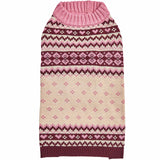 Blueberry Pet Heart Designer Chic Turtleneck Fair Isle Fall Winter Pullover Dog Sweater in Pink, Back Length 10", Warm Clothes for Small Dogs
