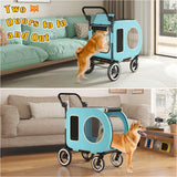 kepptory Dog Stroller with Large Dog House, XL Pet Stroller for 2 Small Dogs with Panoramic Sunroof, Adjustable Handle, Storage Organizer and Sturdy Metal Frame,32.4Lx19.3Wx23.6H(House Size)