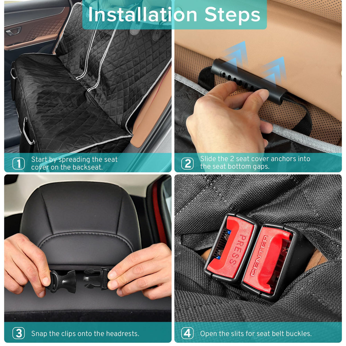 Truck Dog Seat Cover Compatible with Honda Passport/Pilot/Ridgeline Back Seat Accessories 2000-2023 2024 2025, Waterproof Car Pet Bench Backseat Covers with Non-Slip Backing