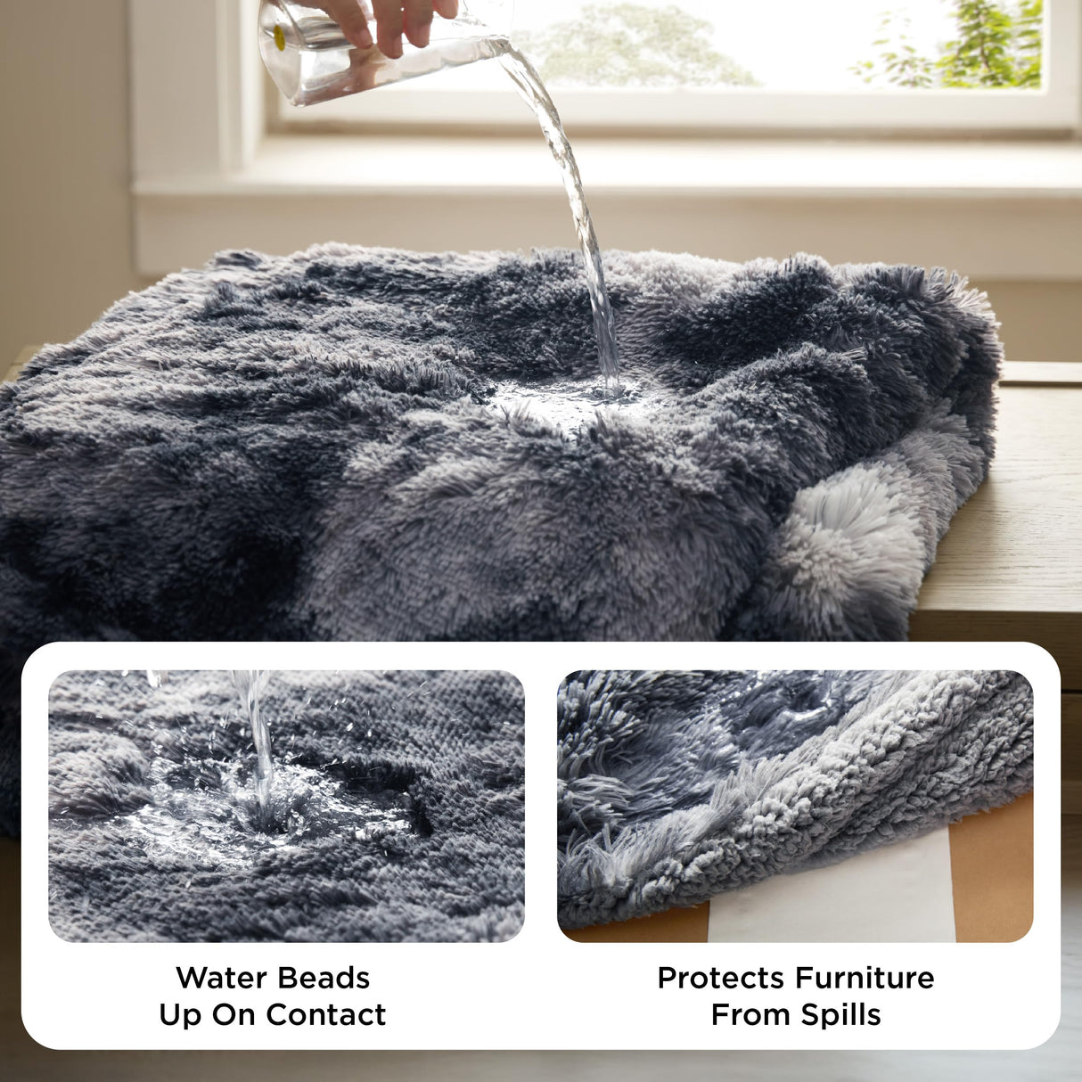 Bedsure Waterproof Dog Blankets for Medium Dogs Washable - Cat Blanket for Couch Protector Long Faux Fur, Calming Soft Reversible Throw Furniture Protection for Puppy Pet, 30"x40", Tie-dye Grey