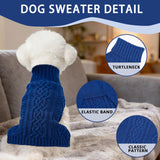 Dog Sweaters Small Dog Clothes Winter Turtleneck Puppy Sweater Warm Pet Cat Sweater Doggy Pullover Outfit with Twisted Design XS~XL(Navy Blue, X-Large)
