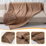 Wowchine Waterproof Calming Dog Bed Covers Pets Blanket for Large Dogs Cats Brown Fluffy Long Faux Fur Pet Blankets Reversible Couch Sofa Cover Washable Love Bed Mats(Brown,XL-85x57in)
