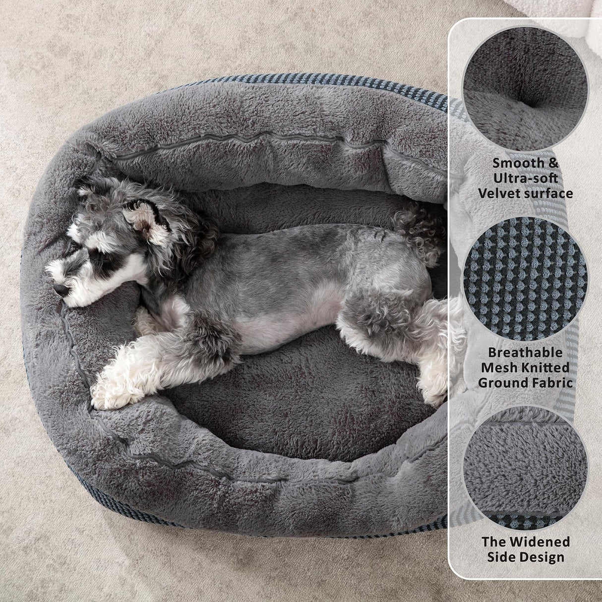 INVENHO Large Dog Beds Large Sized Dog Washable, Orthopedic Warming Soft Sleeping Puppy Bed Durable Pet Bed with Anti-Slip Bottom L(35"x25"x10")