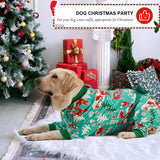 LovinPet Large Dog Christmas Pajamas for Dogs - Shirts for Big Dogs Xmas Holiday Costume Lightweight Pullover, Christmas Critters Aqua Prints Large Dog Pjs, Pitbull Dog Onesie, Pitbull Onesie, 2XL