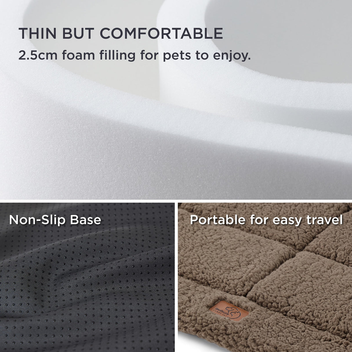 Bedsure Washable Dog Crate Bed for Large Dogs, Soft Foam Floor Pet Mat, Versatile Lightweight Pet Crate Pad for Cages