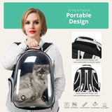 Cat Backpack Carrier with Collapsable Dog Bowl, Cat Collar & Interactive Cat Toy (4 Pcs Set)- Airline Approved Cat Carrier Bag for Medium Dogs & Cats, Animal Carrier Backpacks, Pet Backpack |Black
