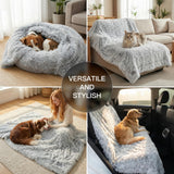 PJYuCien Dog Blankets for Medium Large Dogs Washable - Fluffy Fuzzy Cat Blanket for Couch, Puppy Throw for Furniture with Polyester Fleece, Super Soft Plush for Pet Kitten Doggy, Grey, 50" x 60"
