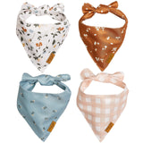 Remy+Roo Small Spring Dog Bandanas - 4 Pack Emily Set | Premium Durable Adjustable Polyester Fabric Dog Scarfs | Patented Shape Girl Dog Bandana, Trendy Patterns, Floral Dog Bandana
