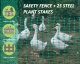 Garden Fence,Snow Fence,Plastic Safety Fence+25 Steel Plant Stakes,Patio Snow Fence 40 Inches X 100 Feet Green Plastic Garden Netting and 25 4-Foot Stakes