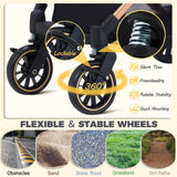 GdnWings Pet Stroller for Small Dogs, Lightweight Small Dog Stroller for Dogs Cats with 6 Shock Absorption System, Detachable Carrier Suitable for Car Seat & Hand Carry, Safe Outings, Black