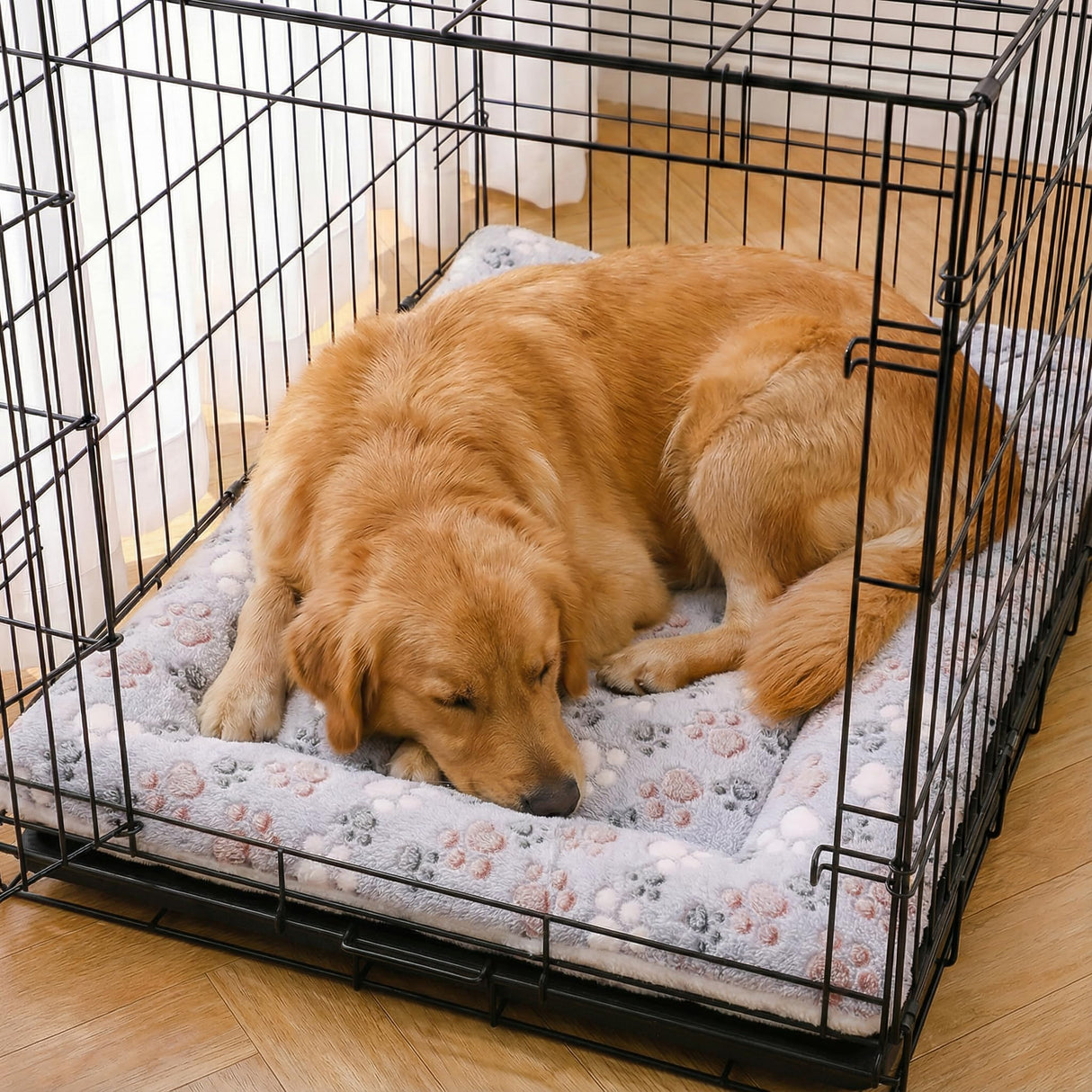 Reversible Dog Bed Mat - 35" x 27"Soft Dual-Sided Plush Pet Pad for Medium Small Dogs and Cat, Fully Washable Fleece Sleeping Mat, Warm Cushion for Crates, Kennels & Floors